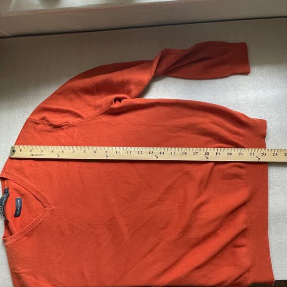 Y2K Polo Ralph Lauren Sweater Men Large Orange V Neck Pima Cotton Pullover Pony - Picture 8 of 9